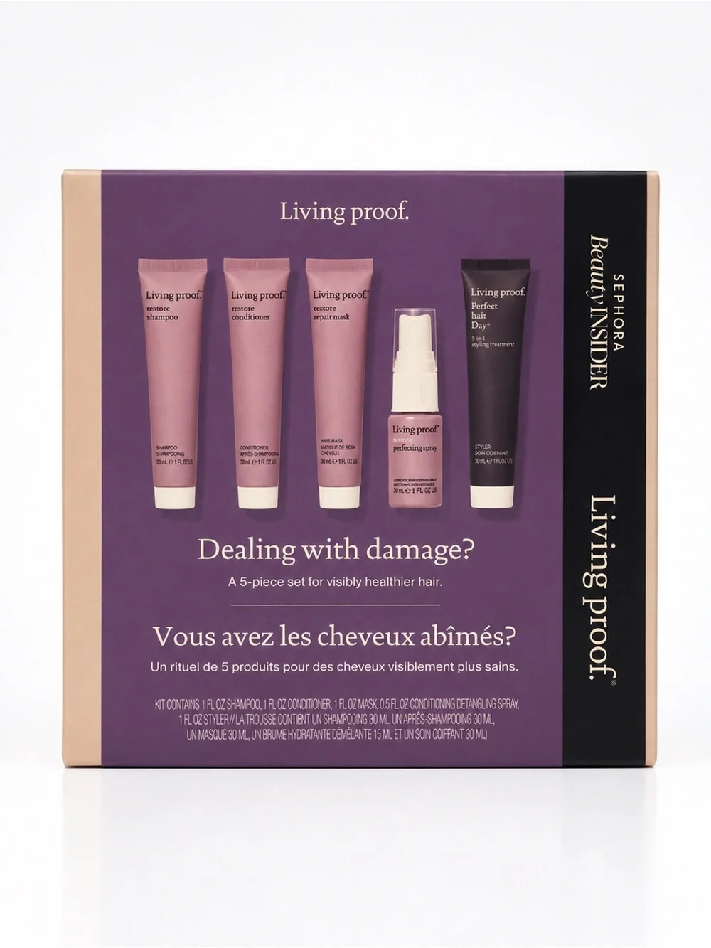 NEW Living Proof Restore Shampoo, Conditioner, Mask, Treatment, Spray - 5 pc Set